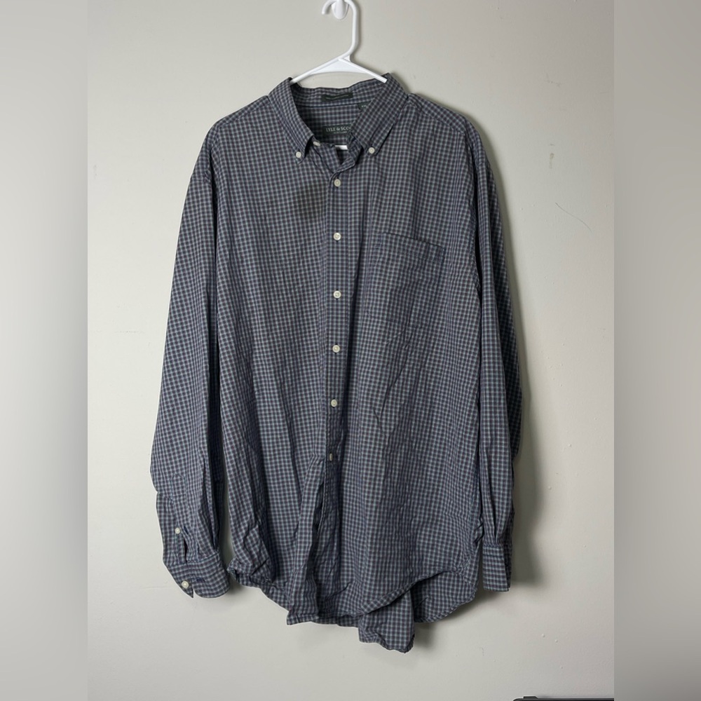 Lyle & Scott Long Sleeve Polo PLAID Shirt XXL COMBED COTTON PLS SEE PICTURE